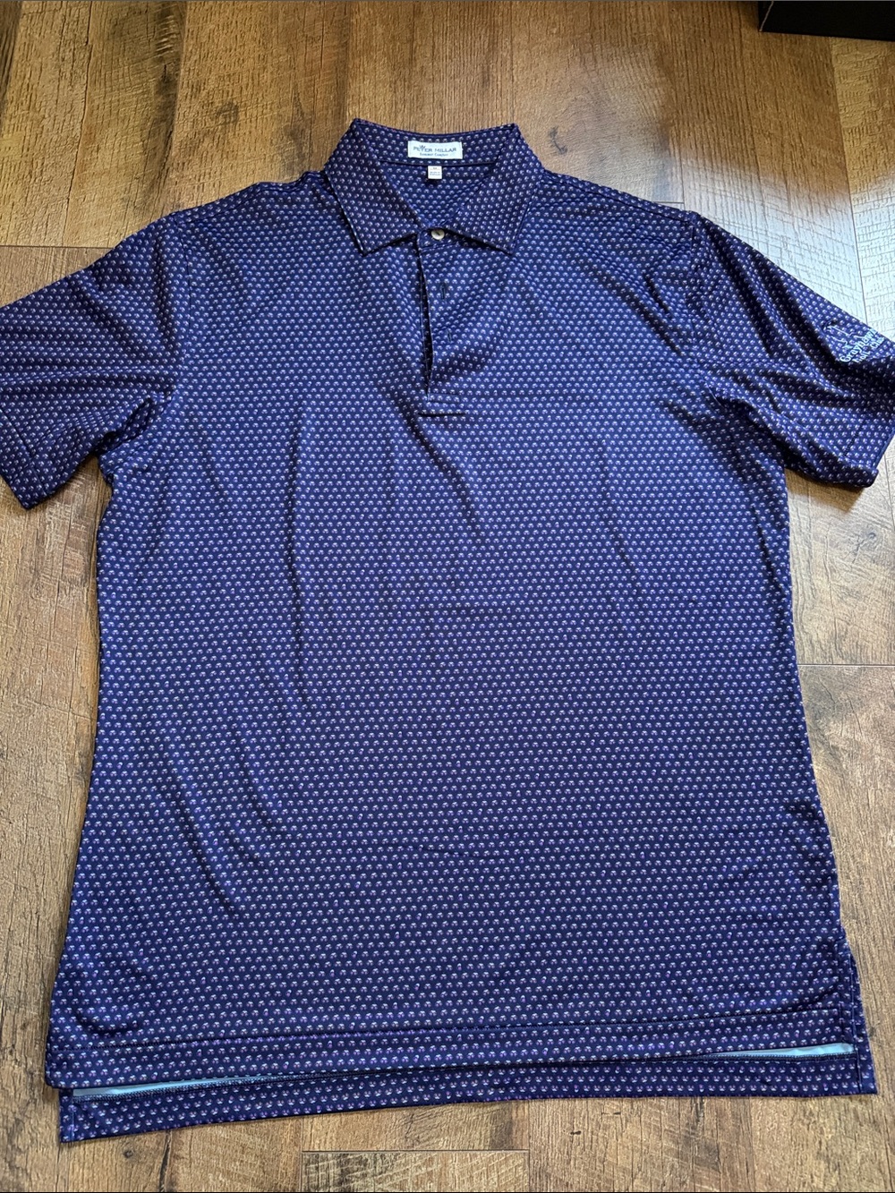 Men's Navy Micro-Pattern Polo Shirt